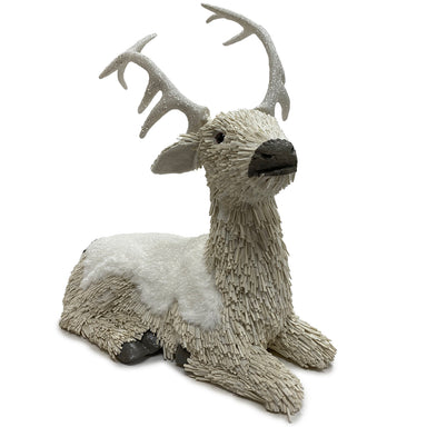 17" Snowy Deer - White