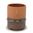 Cylinder Pot w/Glaze Design On Bottom - Terracotta/Blue