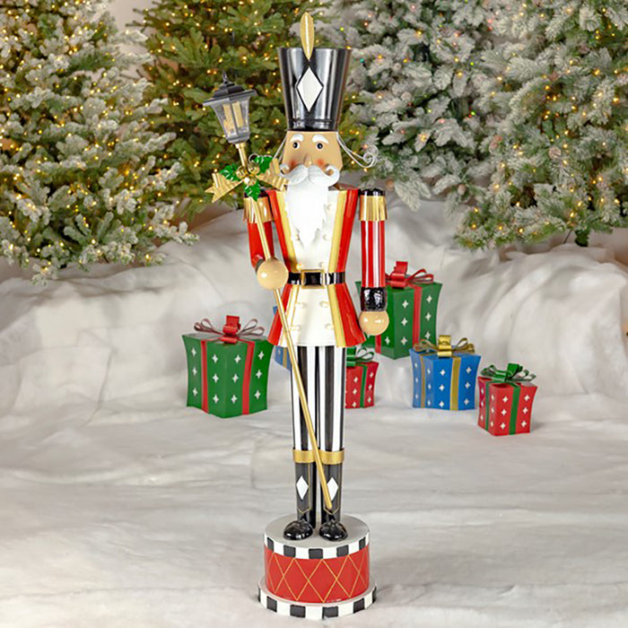 64.8 in Tall Standing Iron Nutcracker w/Lantern