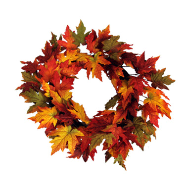 24" Fall Maple Leaf Wreath on Vine Base