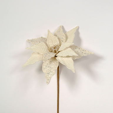 24" Polyester Poinsettia - Cream/Pearl