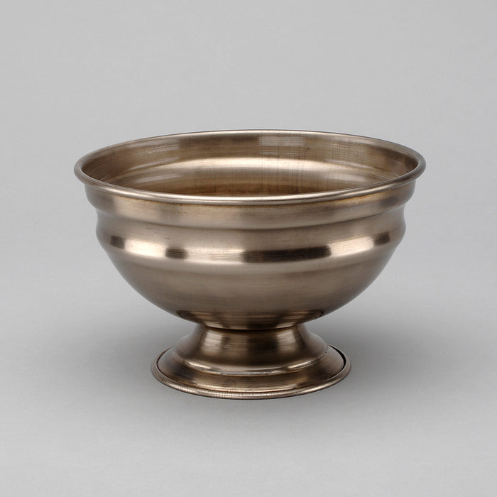 Light Aluminum Round Compote Bowl - Dark Silver Antique