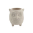 5 1/2" Ceramic Sandstone Pot w/Owl Face - White