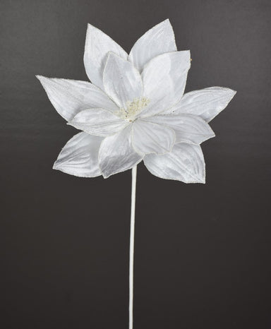 22 in Velvet Poinsettia Stem - White