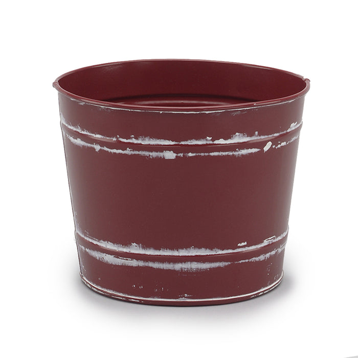 Round Pot Burgundy W/White Wash