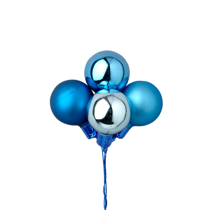 35 Mm Glass Shiny Christmas Ball W/Matching Stem Color Purple Combo