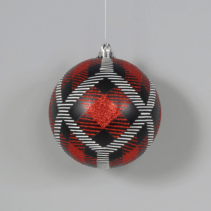 Plaid Plastic Ball Ornament