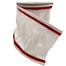 4" Dupion Ribbon - White/Red