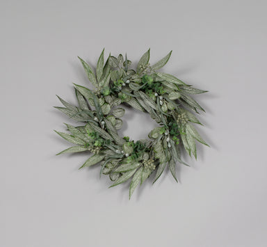 White Wash California Mixed Foliage Wreath - Green