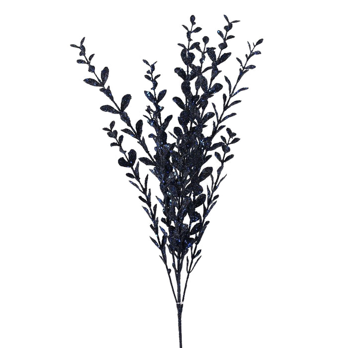 Glitter Boxwood Spray - Midnight Blue