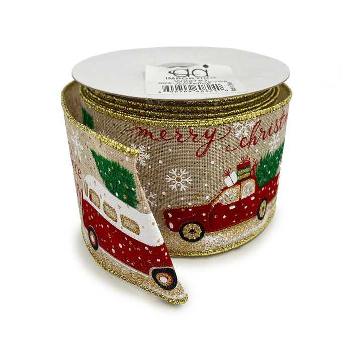 Faux Linen Van & Truck w/Tree Ribbon