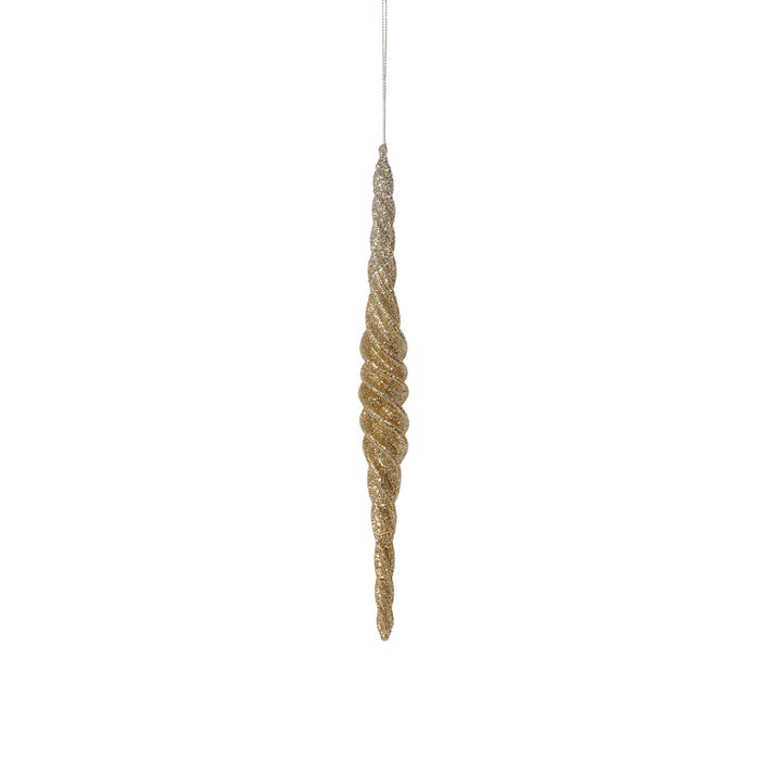 11 in Plastic Spiral Icicle Ornament w/Hanger - Gold