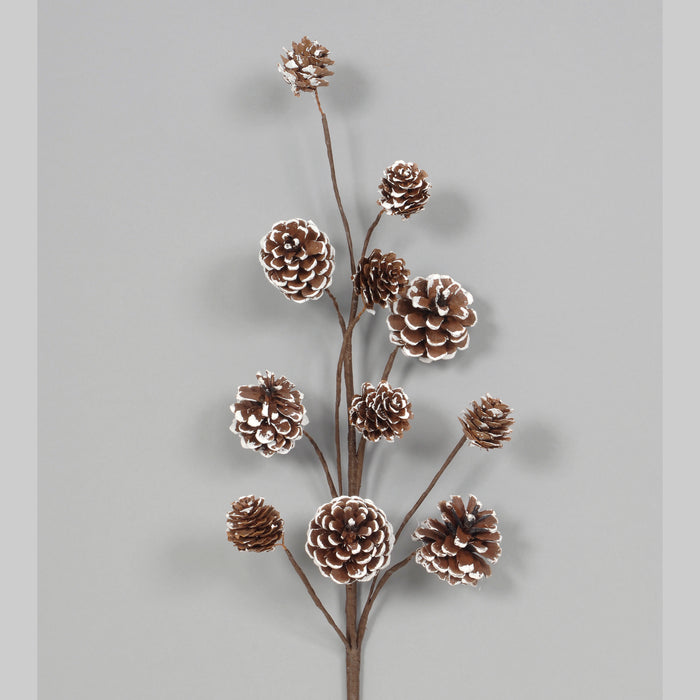 Frosted Mixed Pinecone Spray - White