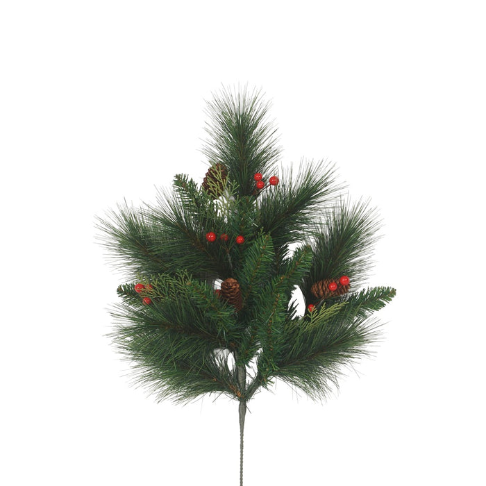 24 in Hardneedle Mixed Festive Pine Spray  - Green