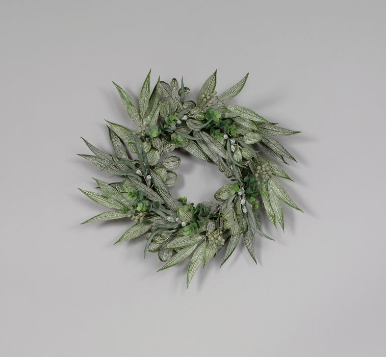 White Wash California Mixed Foliage Wreath - Green