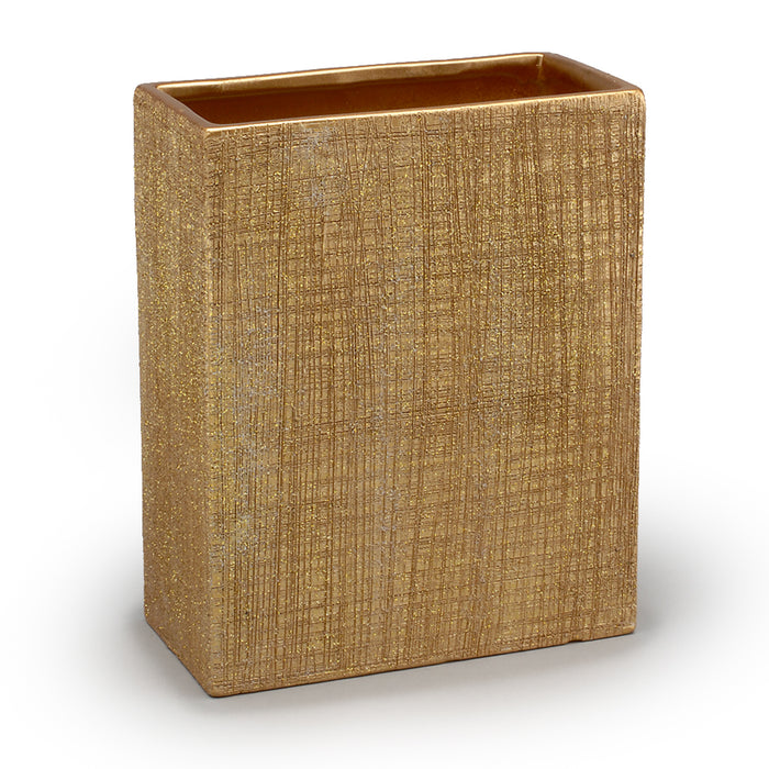 Tall Rectangle Vase w/Glitter - Gold
