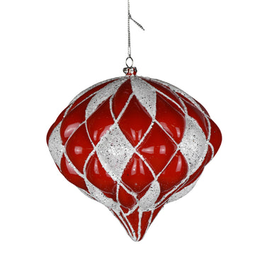 150 mm Diamond Onion Ornament - Red/White