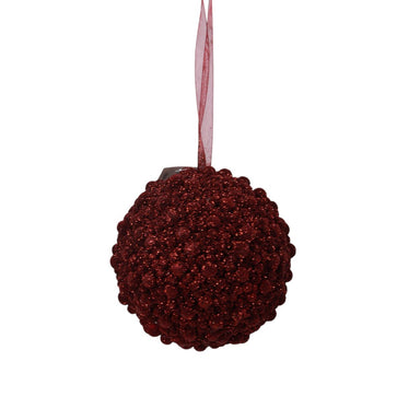 5 in Glitter Berry Ball Ornament - Burgundy