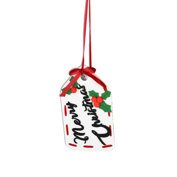 7.75" Merry Christmas Ornament - Red/White/Green