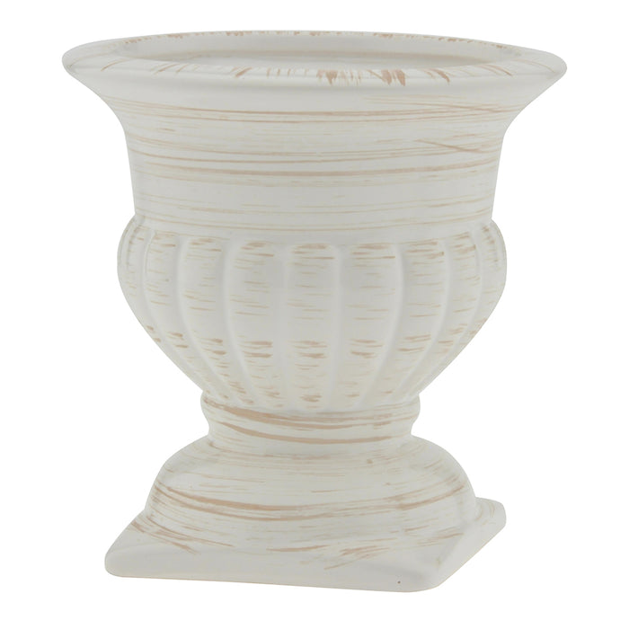 6.25" Round Urn - Brushed Antique White