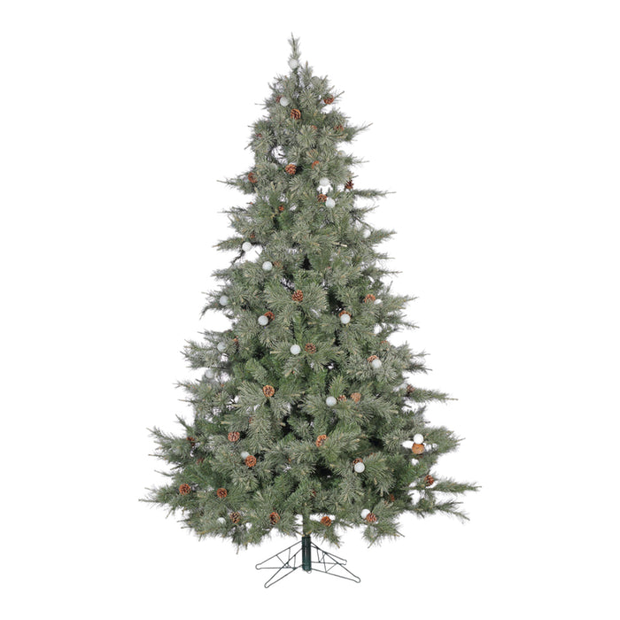 9 ft Iced Aspen Layered Tree w/1100 Staylit Clear Lights