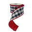 2.5" Metallic Dupion Checks Ribbon - Red/Black/Silver