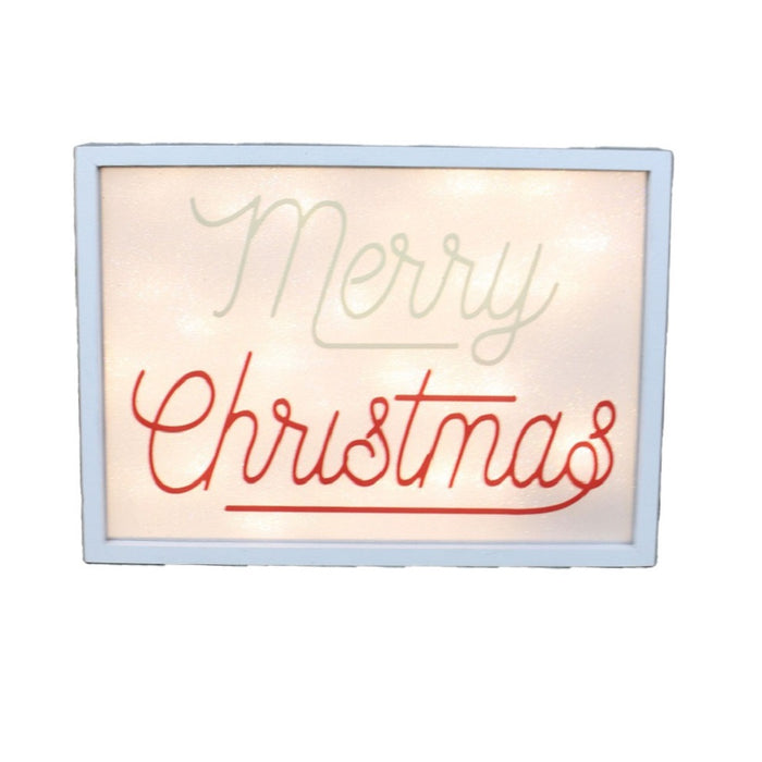 10.75 in "Merry Christmas" Tabletop Light - Red/White/Green