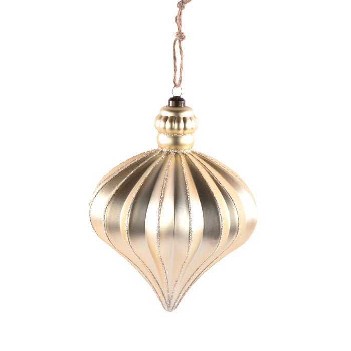 Glitter Onion Finial Ornament - Champagne