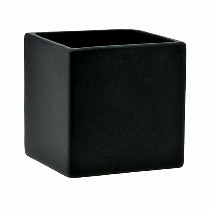 5" Stoneware Cube - Matte Black