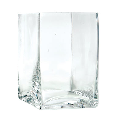 6" Square Clear Glass Vase