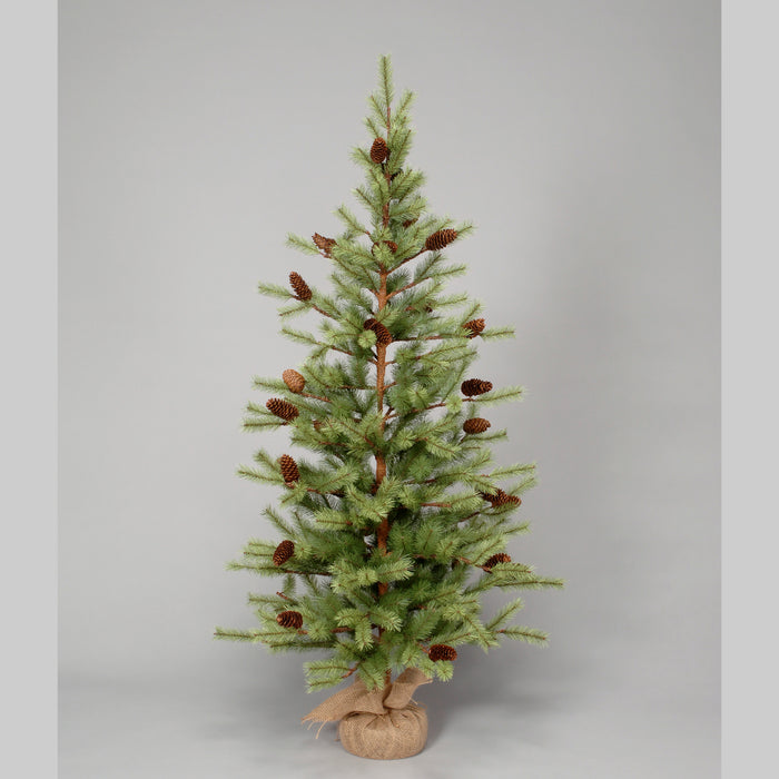 60" Pine Tree w/Cone & Burlap Base