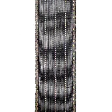 #3 Sheer Iridescent Stripe Ribbon - Black