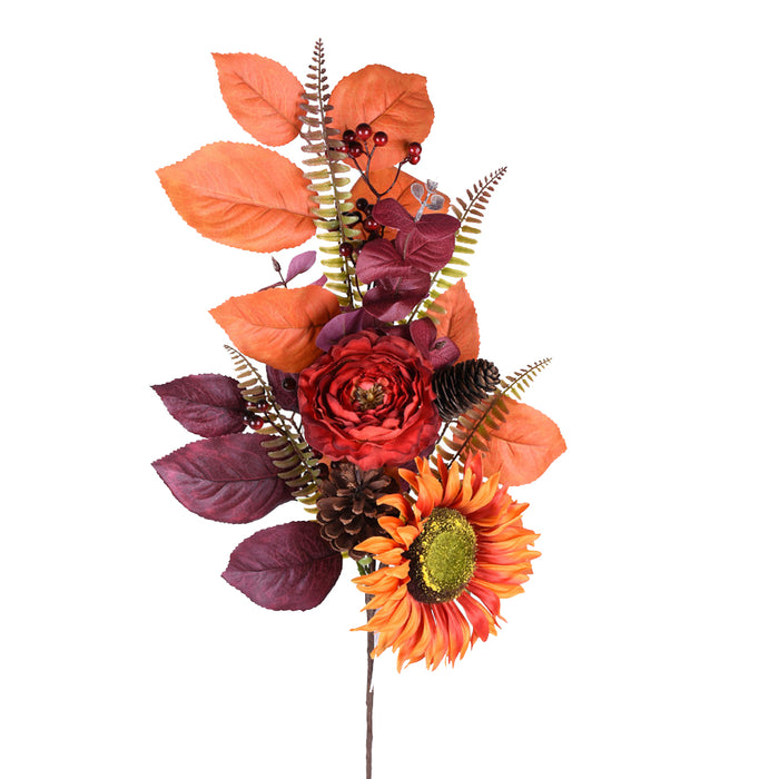 28" Sunflower/Berry/Pinecone Spray - Harvest