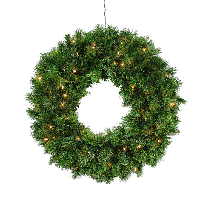 30" Vinyl Pre-Lit Winter Pine Double Wreath