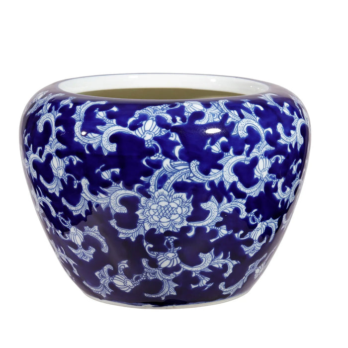 10" Fish Bowl Vase - Blue/White