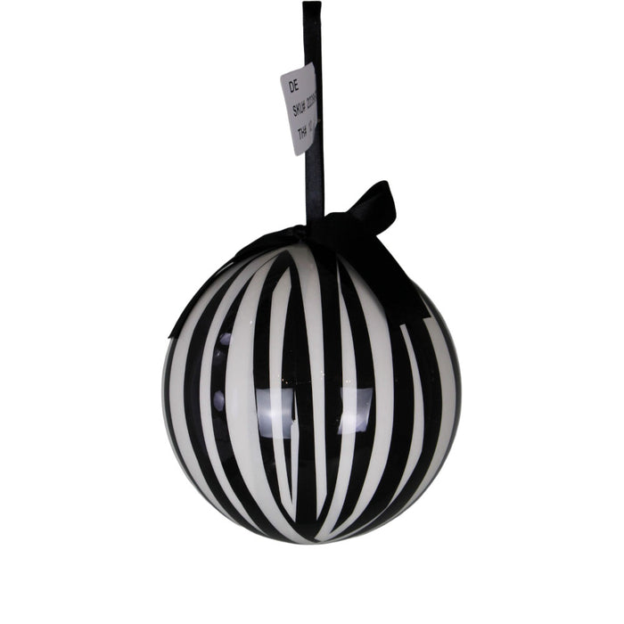 120 Mm Stripe Ball Ornament - Black/White