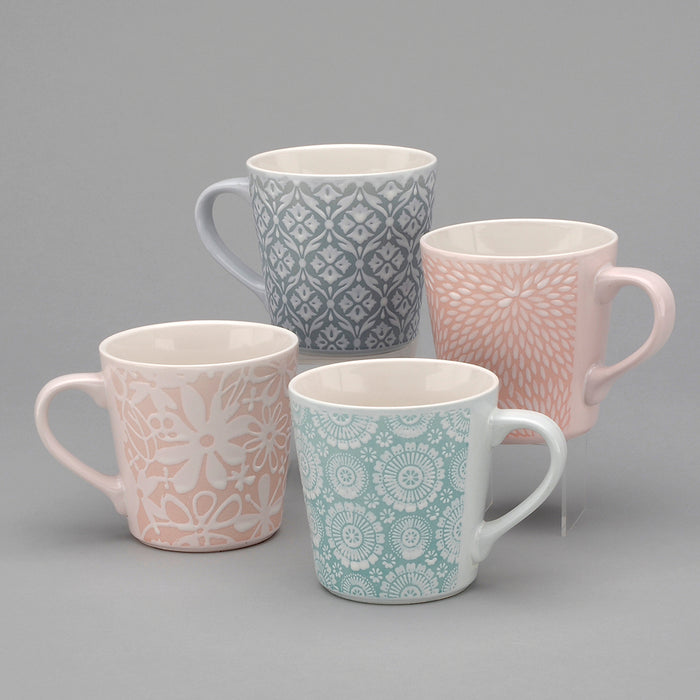 Ceramic Mixed Pattern Mugs - Assortment of 4