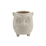 5 1/2" Ceramic Sandstone Pot w/Owl Face - White