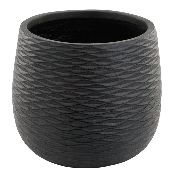 Large Wavy Black Planter