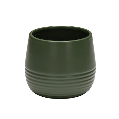 4 1/2 in Dolomite Pot w/Ribbed Base - Matte Forest