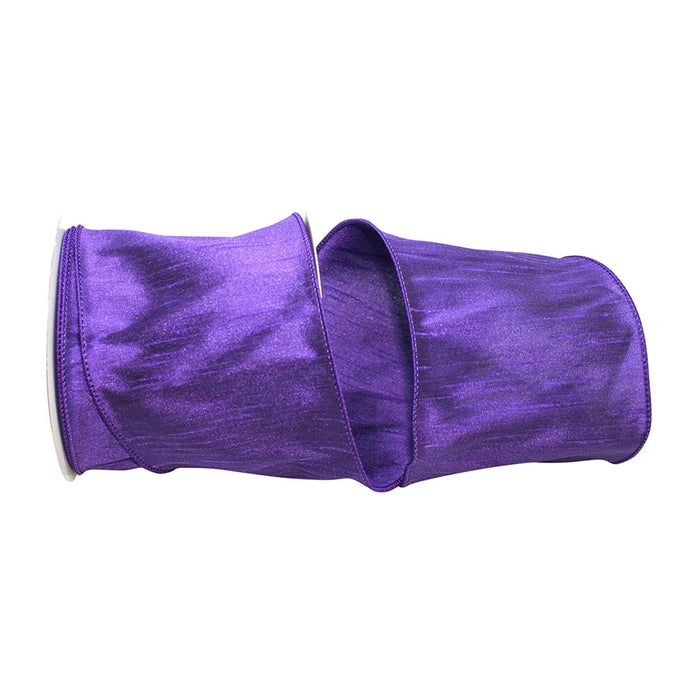 4 in Dupioni Supreme Wired Edge Ribbon - Purple
