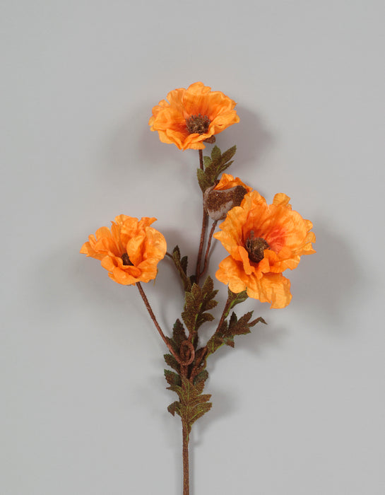 Satin Poppy Spray - Orange