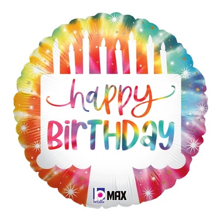 18" Tie-Dye Cake Birthday Balloon
