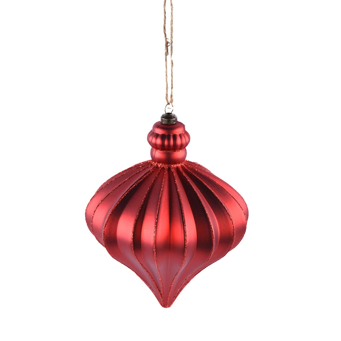 Glitter Onion Finial Ornament - Red