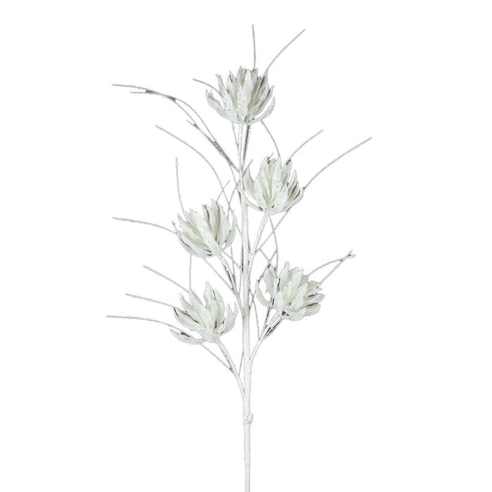 30.5 in Glitter Flower Spray - White