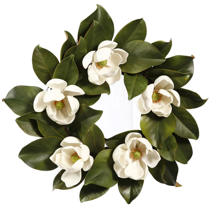 16" Magnolia Wreath - White