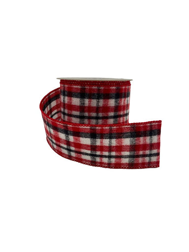 Wool Plaid Ribbon - Red/Black