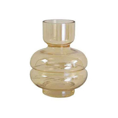 10 in Round Genie Glass Vase - Amber