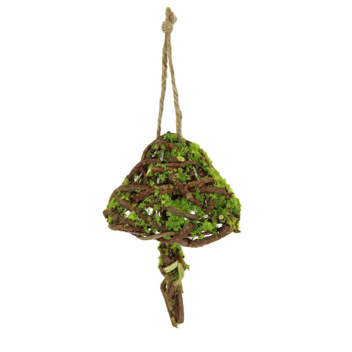 6.25 in Rattan Mushroom Ornament - Green/Natural
