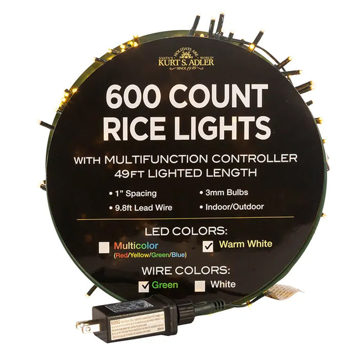 600 Light Warm White LED Rice Light Set